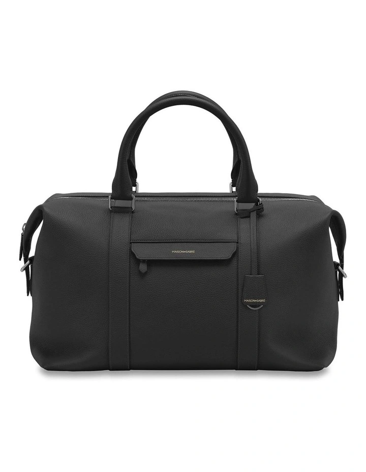 The Leather Duffle Bag in Black Caviar image 1