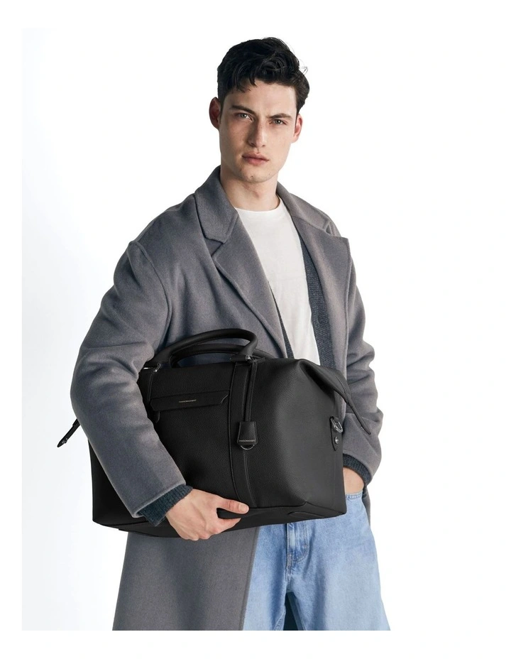 The Leather Duffle Bag in Black Caviar image 3