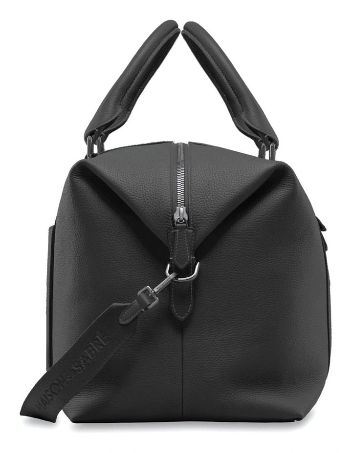 The Leather Duffle Bag in Black Caviar image 4