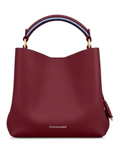 The Mini Leather Bucket Bag in Plum Sky