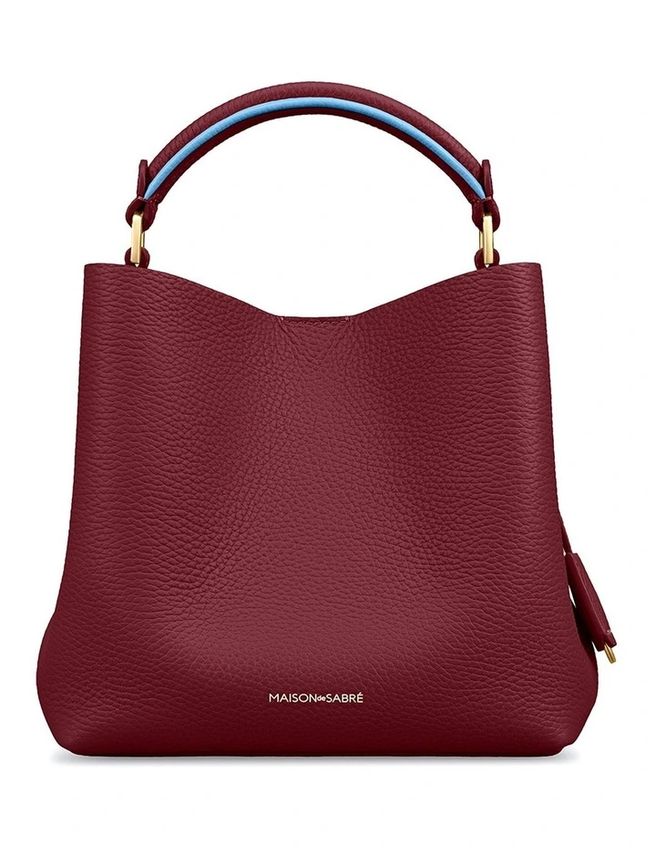 The Mini Leather Bucket Bag in Plum Sky image 1