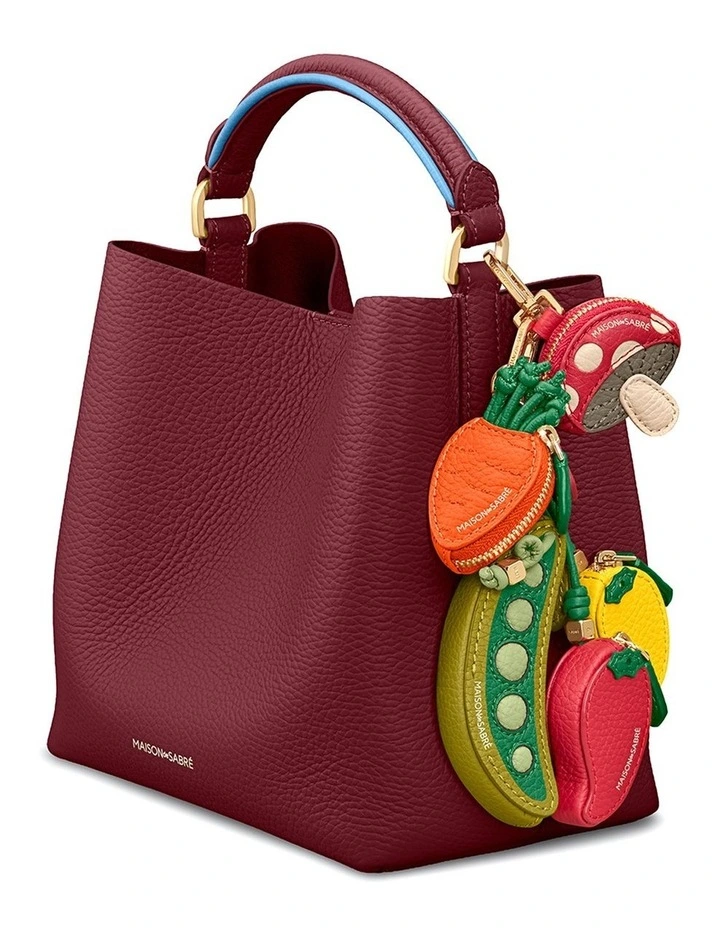 The Mini Leather Bucket Bag in Plum Sky image 4