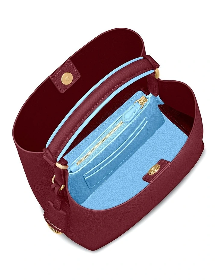 The Mini Leather Bucket Bag in Plum Sky image 5