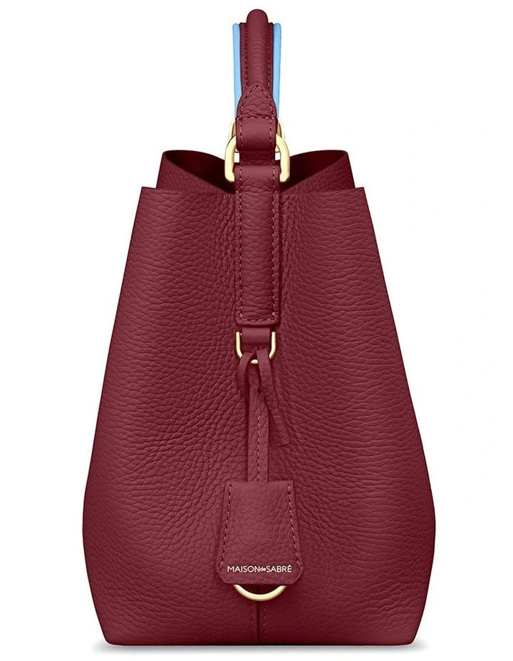 The Mini Leather Bucket Bag in Plum Sky image 6