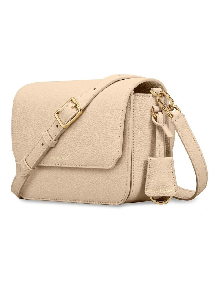 The Medium Flap Leather Crossbody Bag in Saharan Nude image 4