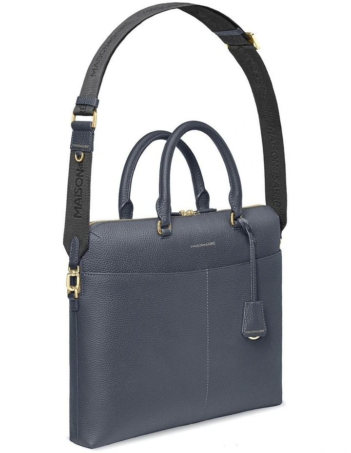 The Leather Laptop Bag in Graphite Grey image 4