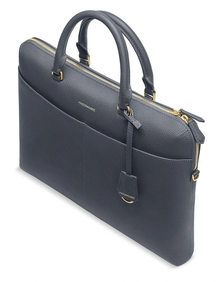 The Leather Laptop Bag in Graphite Grey image 6