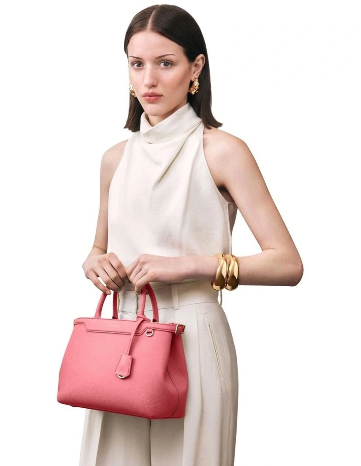 The Medium Palais Leather Top Handle Bag in Candy Pink image 2