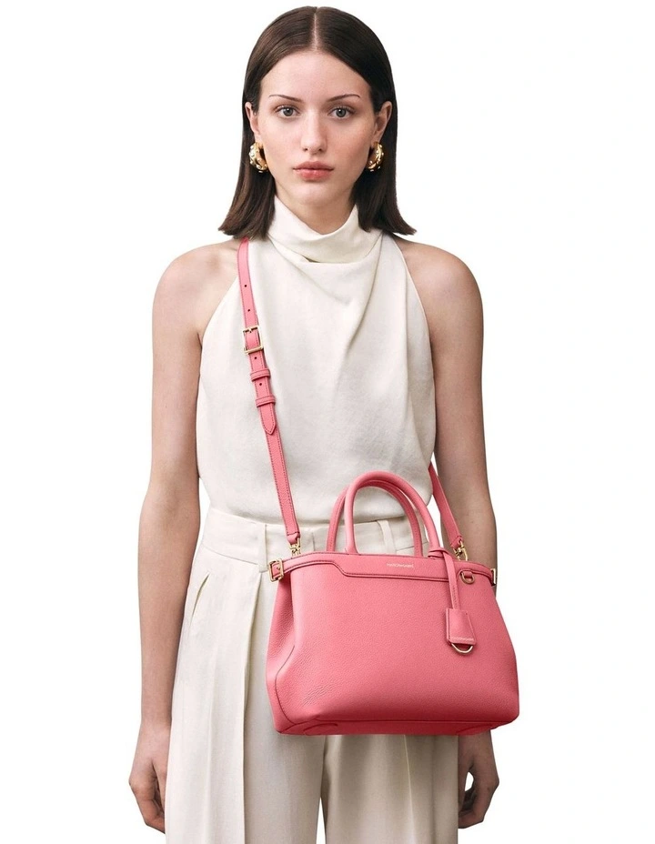 The Medium Palais Leather Top Handle Bag in Candy Pink image 3