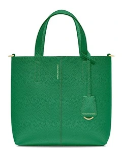 The Small Soft Leather Tote in Emerald Lily