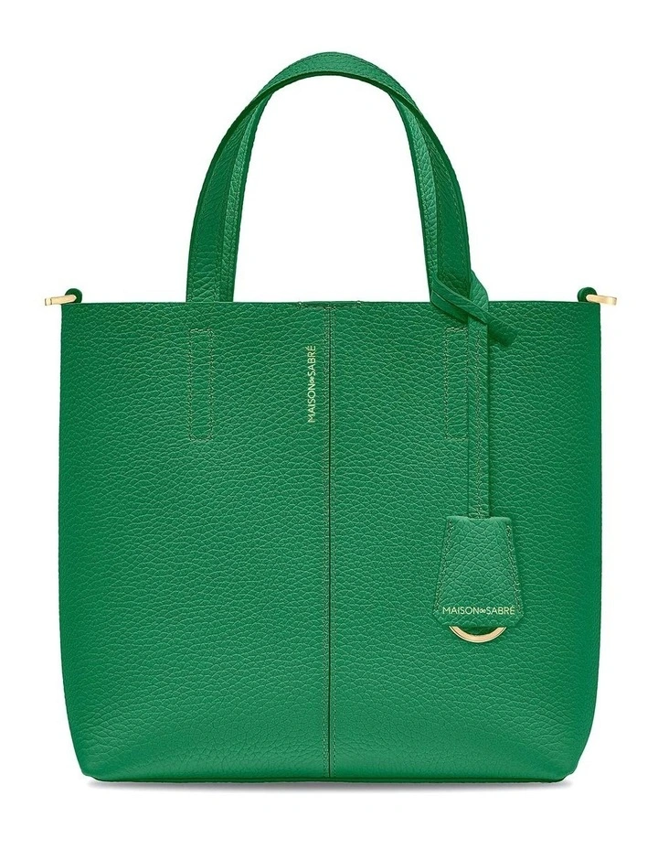 The Small Soft Leather Tote in Emerald Lily image 1