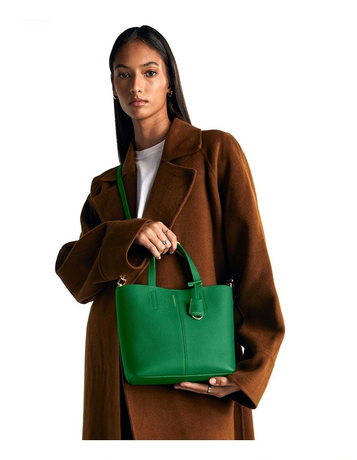 The Small Soft Leather Tote in Emerald Lily image 2