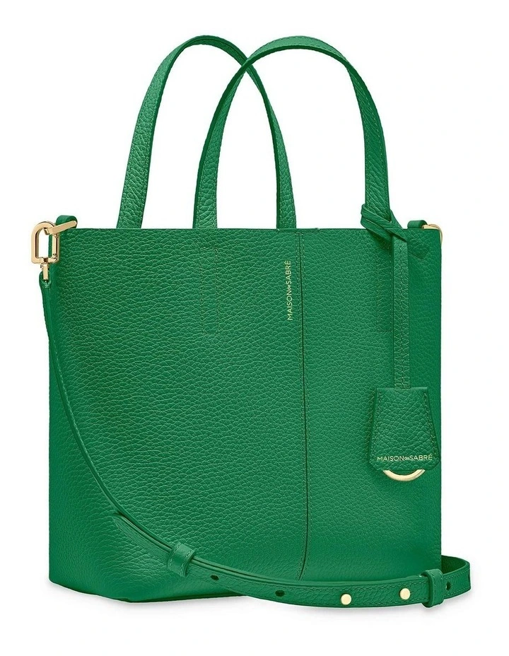 The Small Soft Leather Tote in Emerald Lily image 5