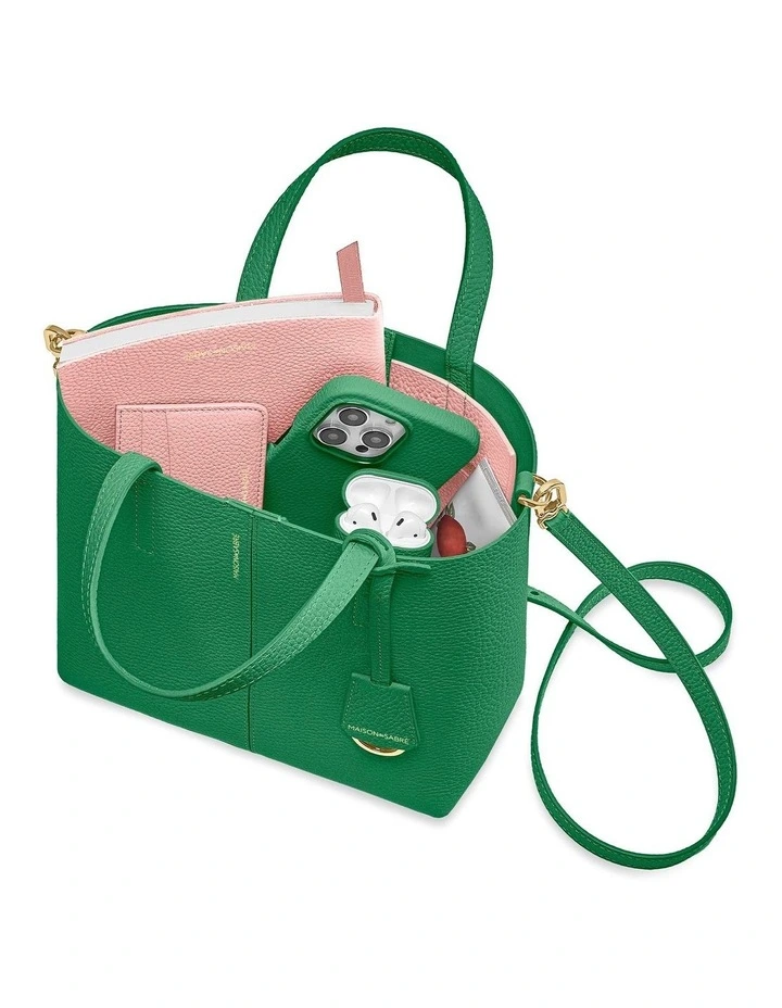 The Small Soft Leather Tote in Emerald Lily image 7