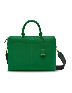 The Leather Laptop Bag in Emerald Green