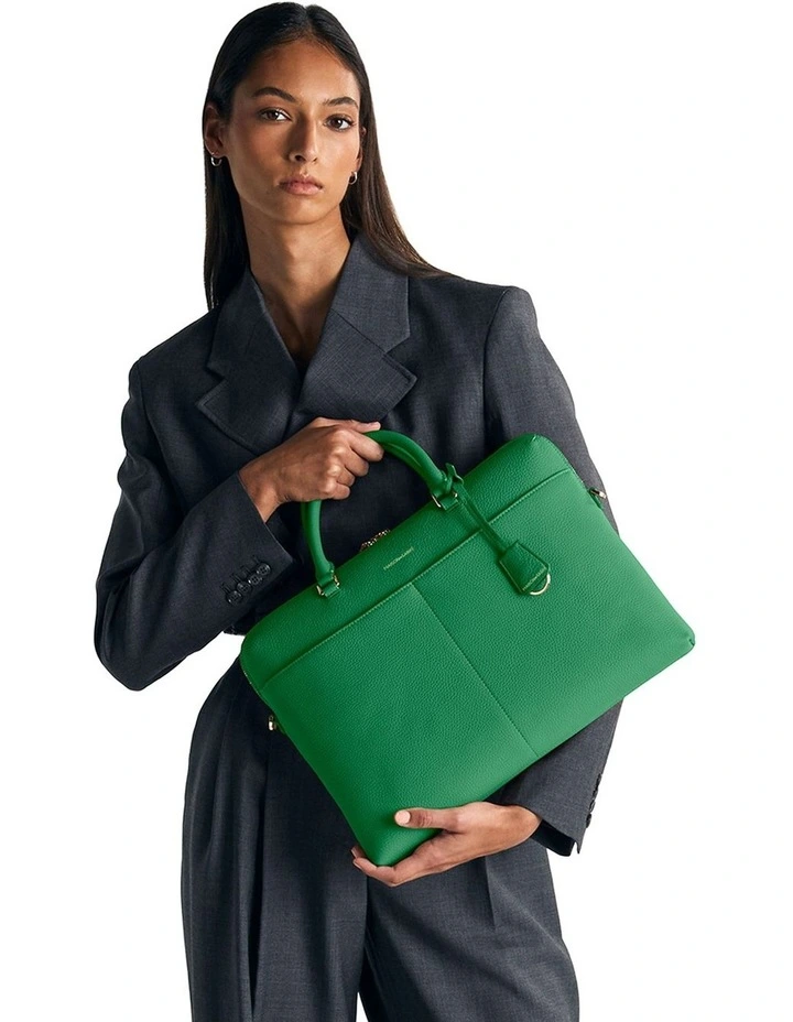 The Leather Laptop Bag in Emerald Green image 2