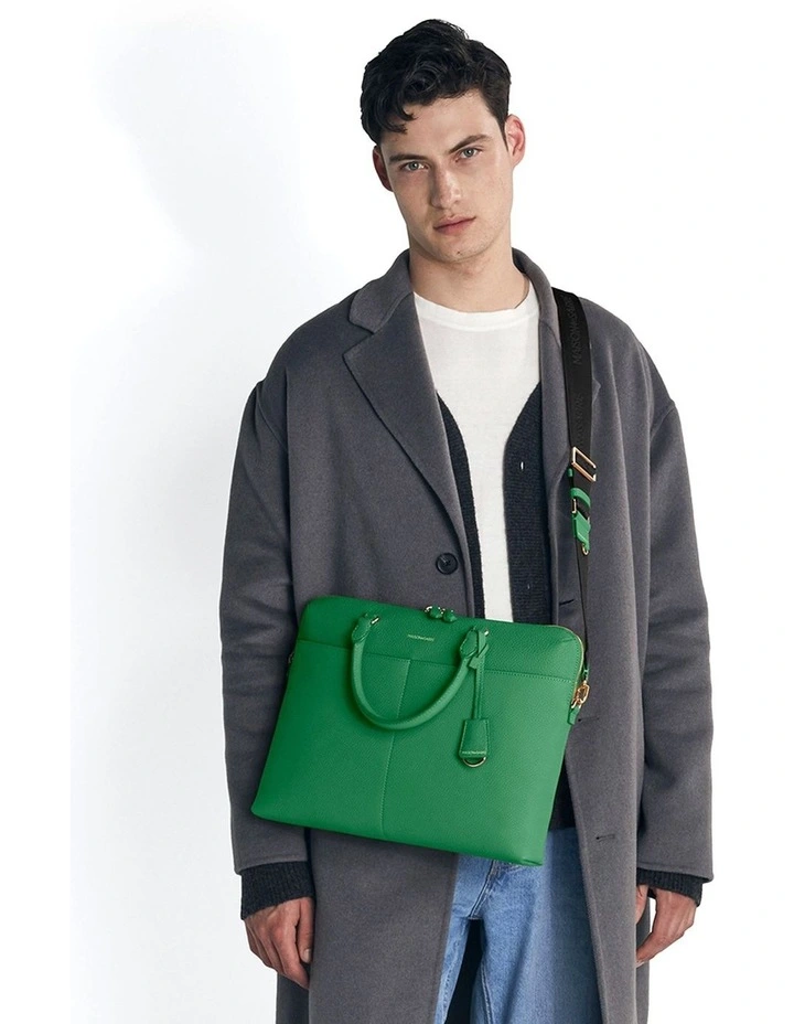 The Leather Laptop Bag in Emerald Green image 3