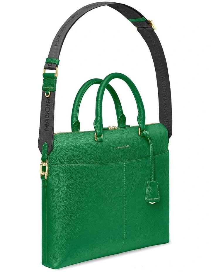 The Leather Laptop Bag in Emerald Green image 4