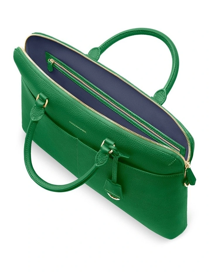 The Leather Laptop Bag in Emerald Green image 5