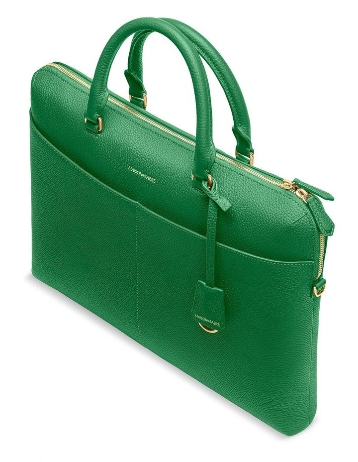The Leather Laptop Bag in Emerald Green image 6
