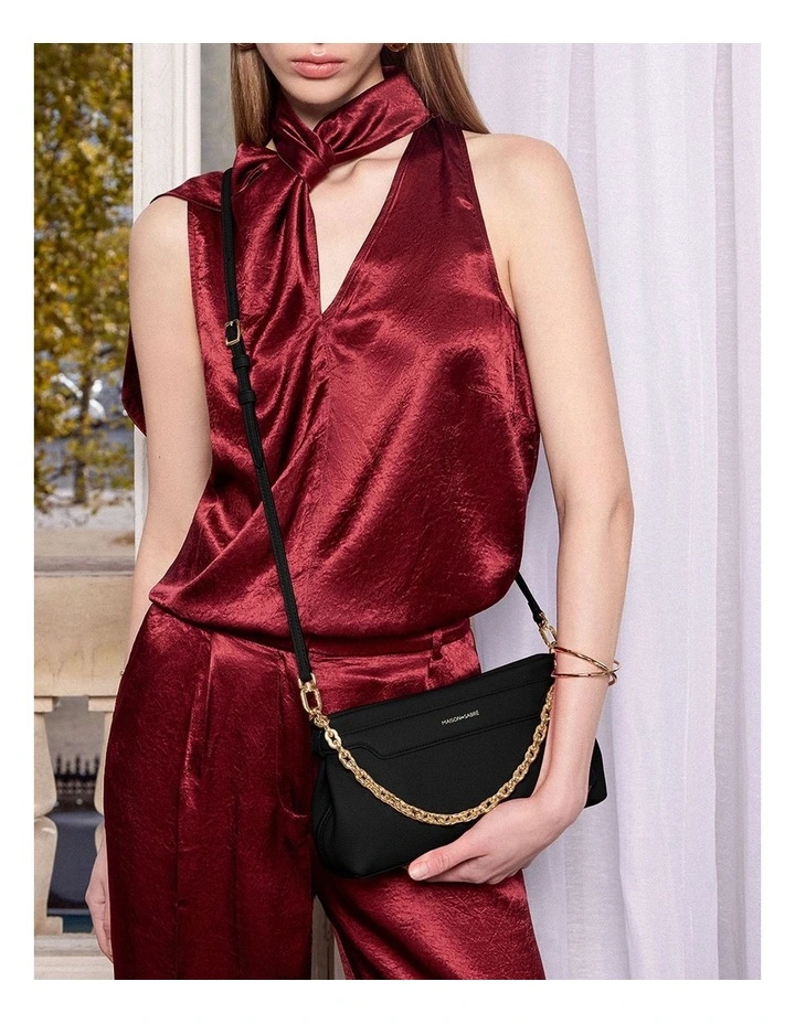 The Palais Soirée Leather Shoulder Bag in Black Caviar image 3