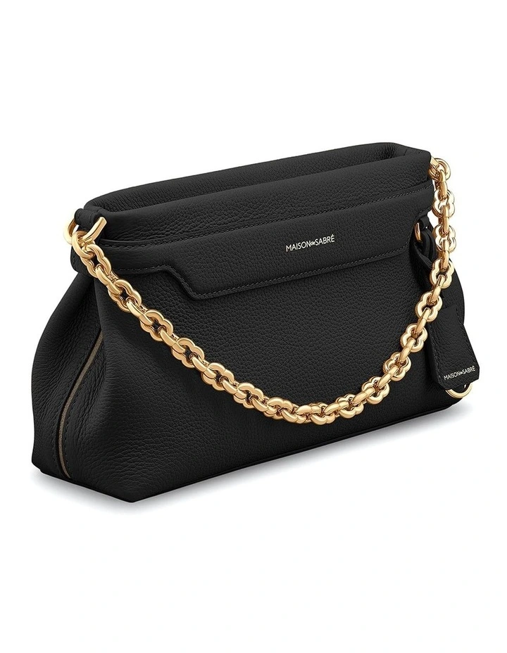 The Palais Soirée Leather Shoulder Bag in Black Caviar image 4