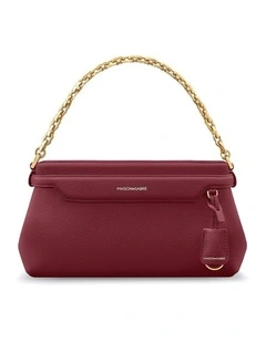 The Palais Soirée Leather Shoulder Bag in Plum Red