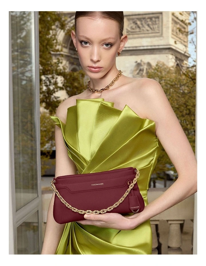The Palais Soirée Leather Shoulder Bag in Plum Red image 2