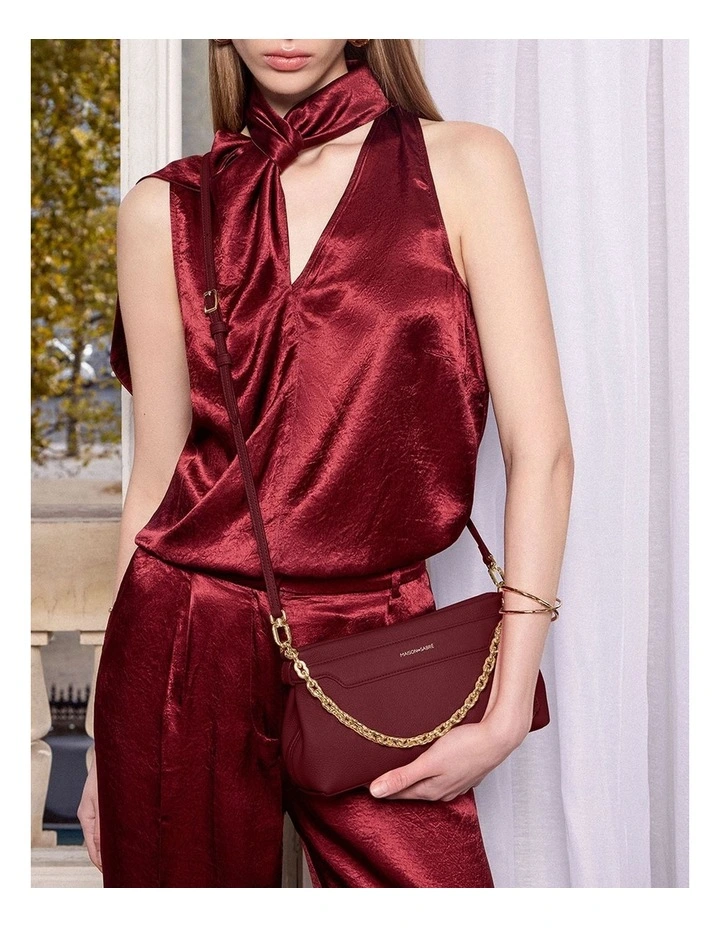 The Palais Soirée Leather Shoulder Bag in Plum Red image 3