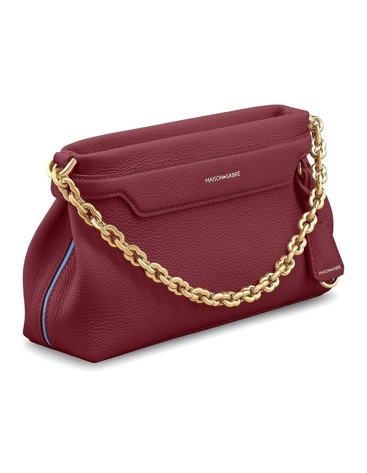 The Palais Soirée Leather Shoulder Bag in Plum Red image 4