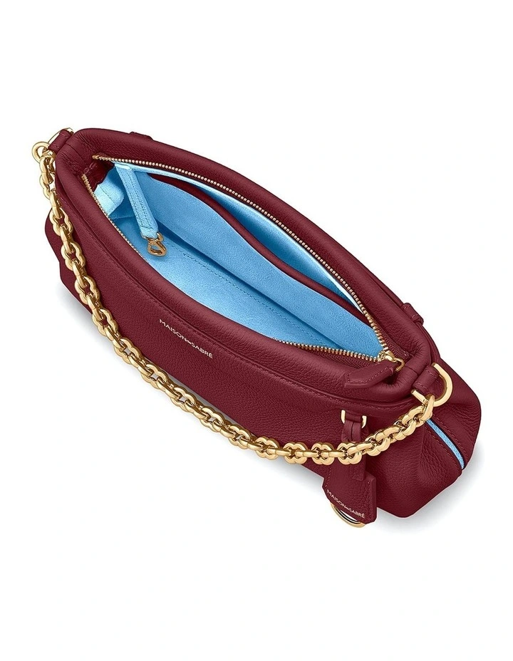 The Palais Soirée Leather Shoulder Bag in Plum Red image 6