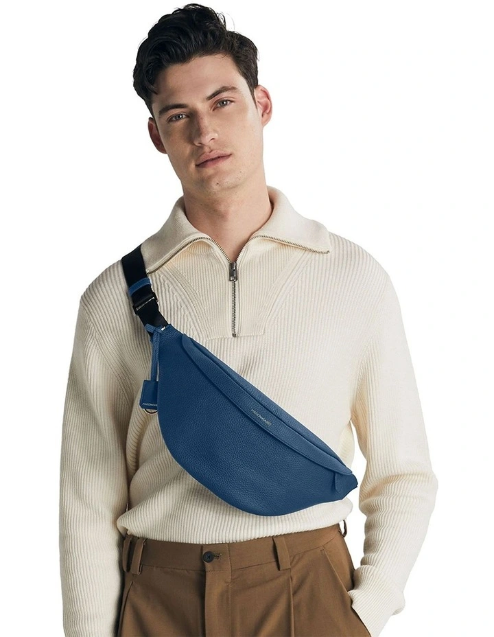 The Large Leather Sling Bag in Pacific Blue image 3