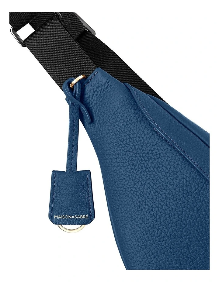 The Large Leather Sling Bag in Pacific Blue image 4