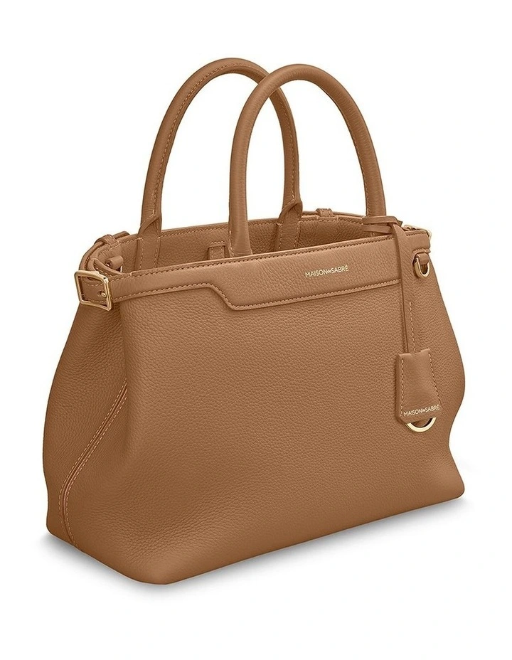 The Medium Palais Leather Top Handle Bag in Sandstone Brown image 4