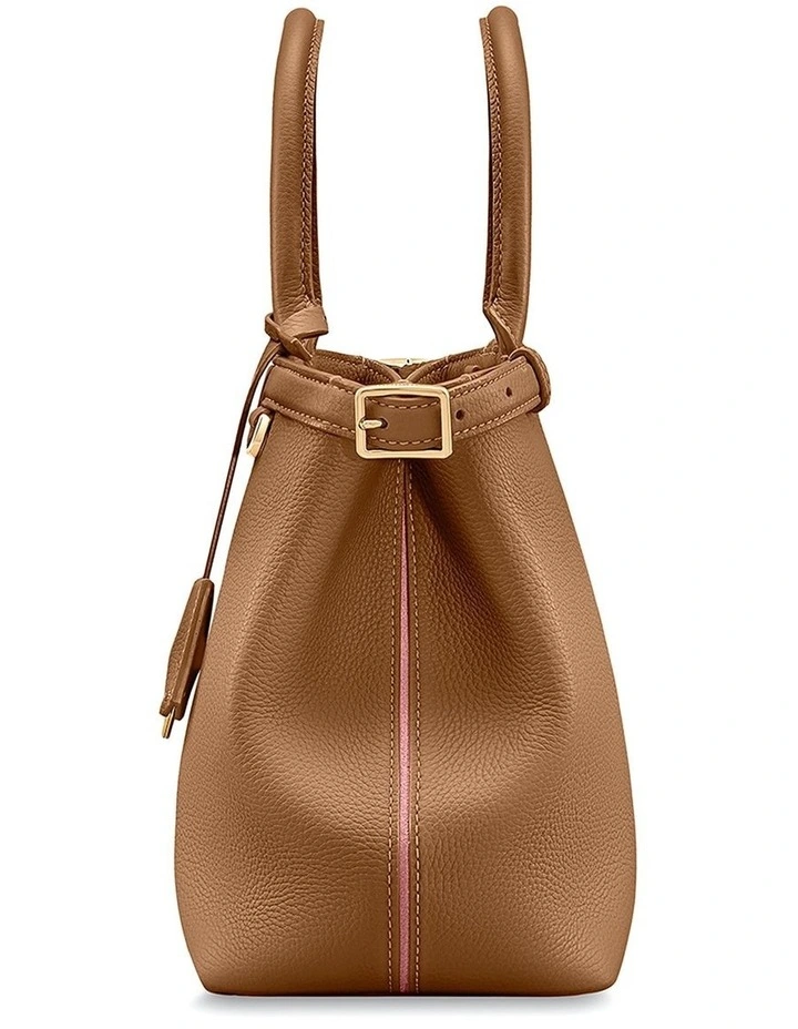 The Medium Palais Leather Top Handle Bag in Sandstone Brown image 5