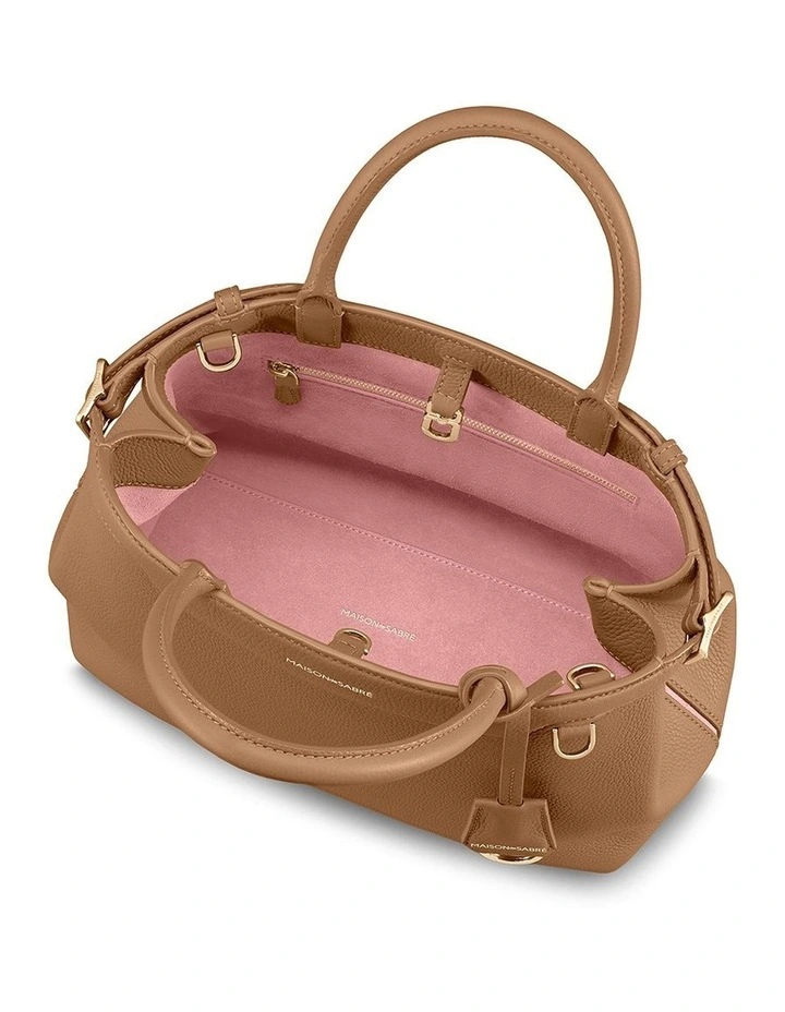 The Medium Palais Leather Top Handle Bag in Sandstone Brown image 6