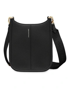 The Mini Leather Saddle Bag in Black Caviar