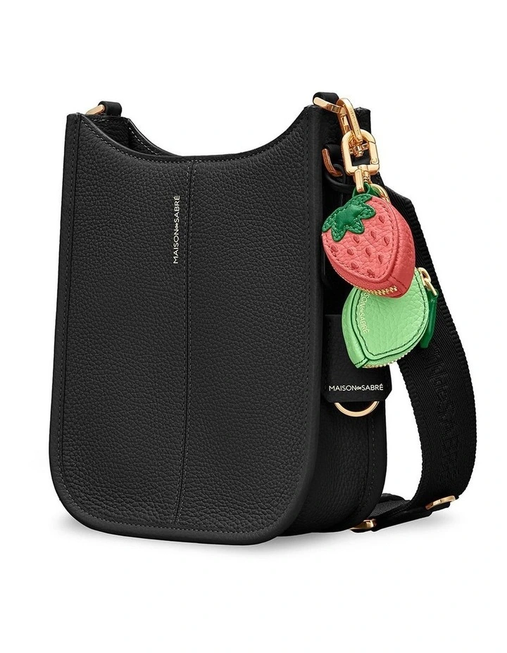 The Mini Leather Saddle Bag in Black Caviar image 3