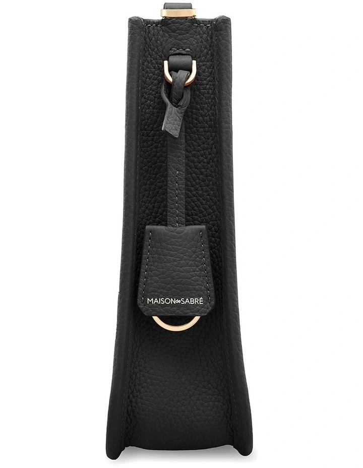 The Mini Leather Saddle Bag in Black Caviar image 4