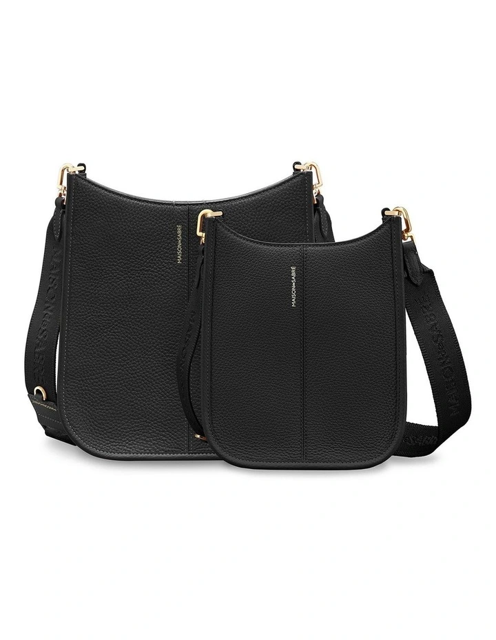 The Mini Leather Saddle Bag in Black Caviar image 5