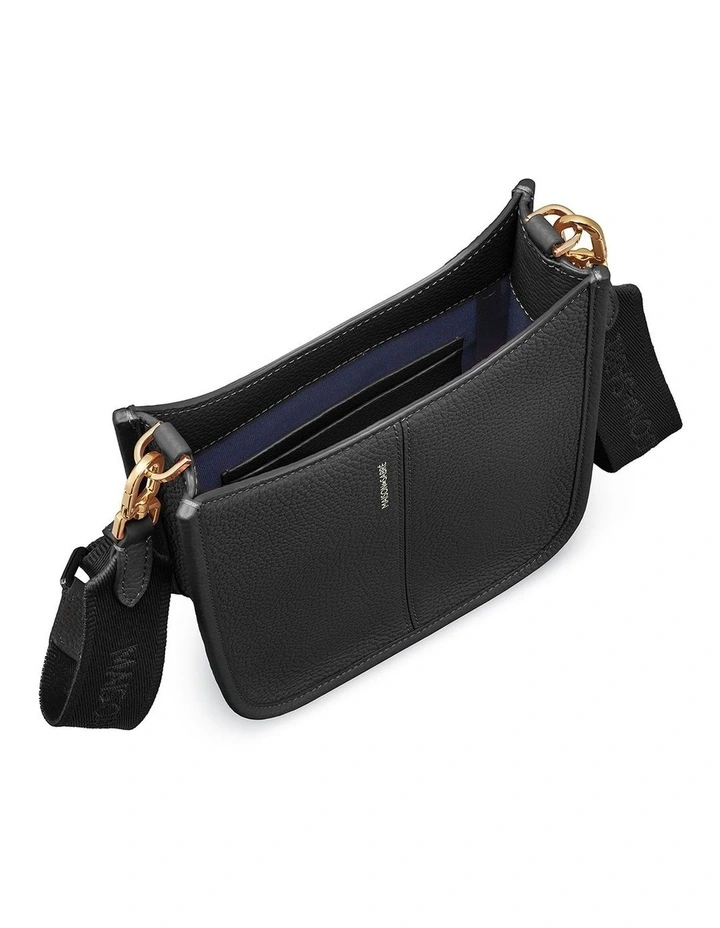 The Mini Leather Saddle Bag in Black Caviar image 7