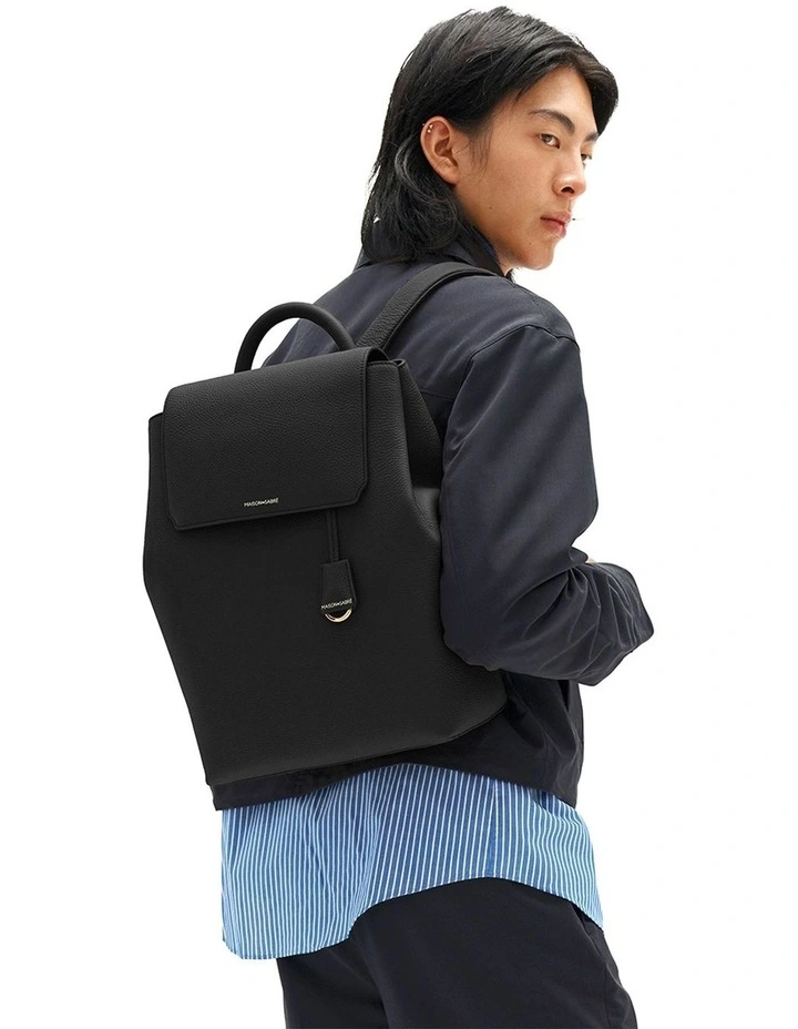 The Medium Soft Leather Backpack in Black Caviar image 2