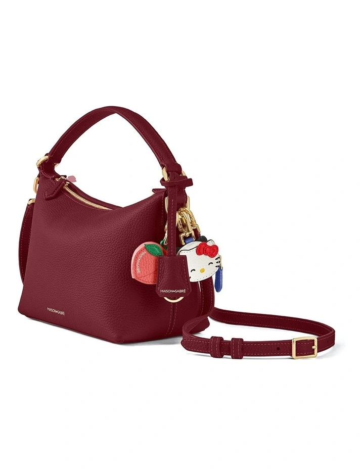 The Small Soft Leather Hobo Bag in Plum Red image 4