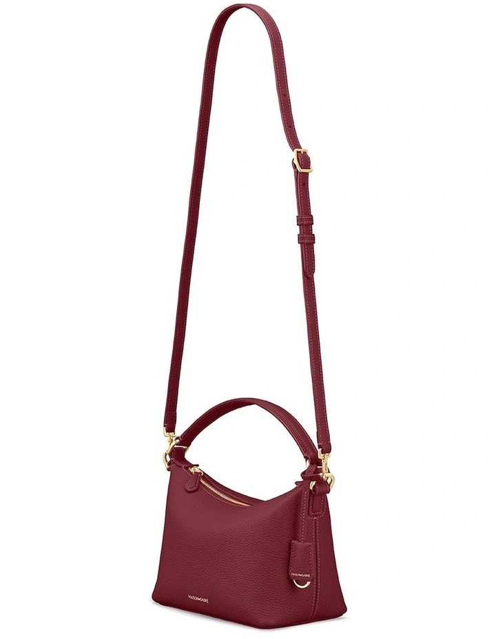 The Small Soft Leather Hobo Bag in Plum Red image 6