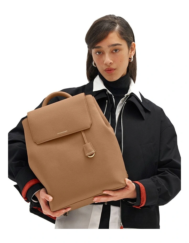 The Medium Soft Leather Backpack in Sandstone Brown image 3