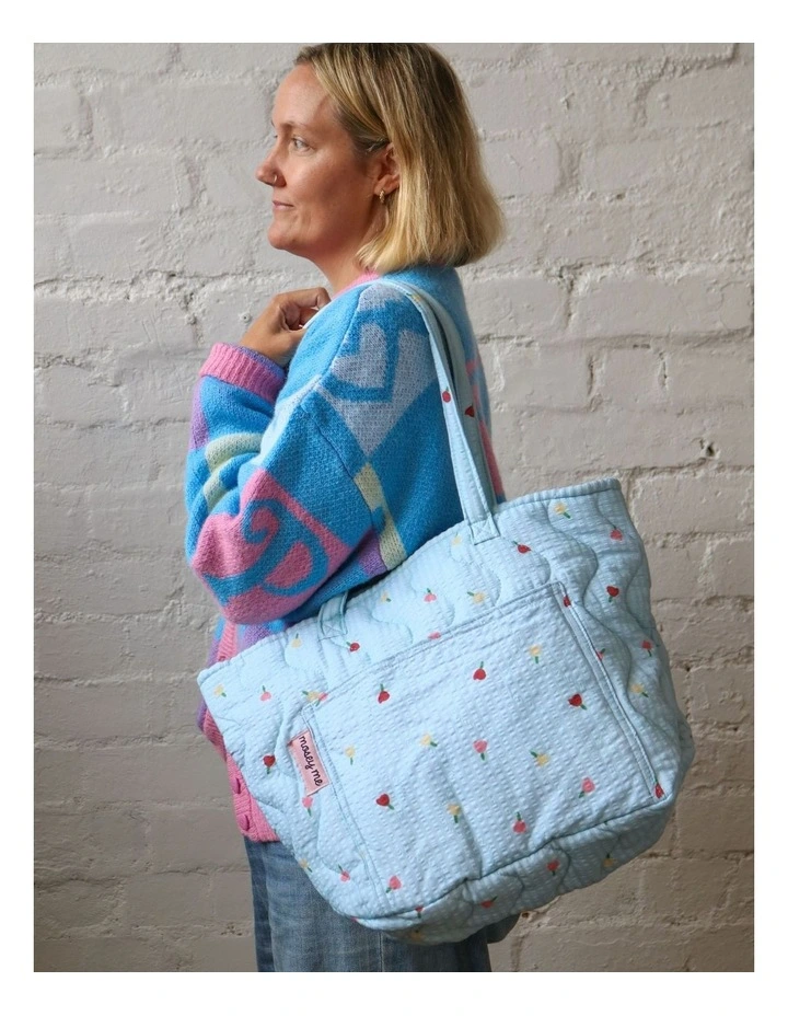 Forget Me Not Quilted Tote Bag in Sky image 6