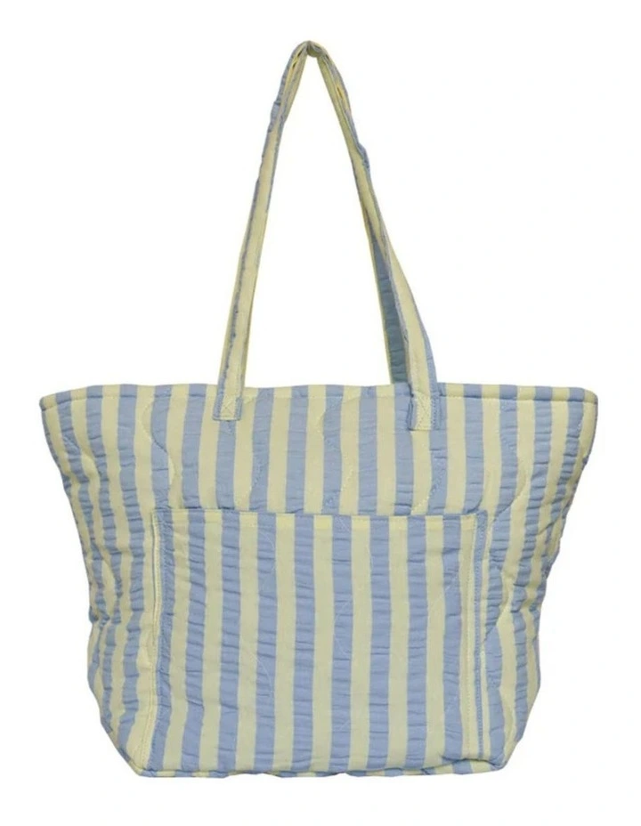 Butter Seersucker Quilted Tote Bag in Blue image 1