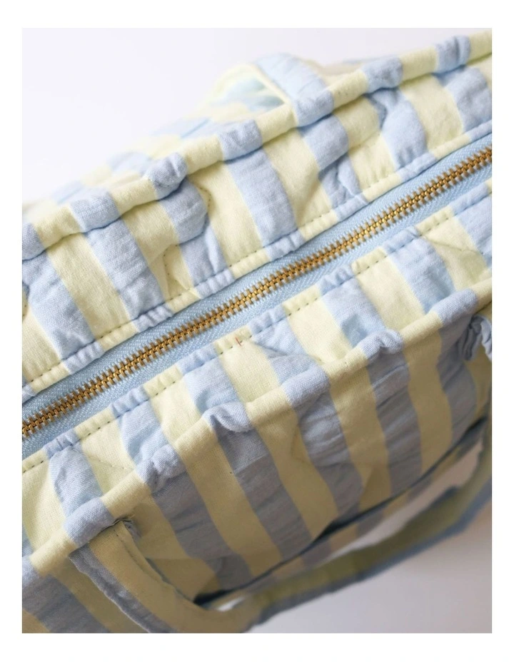 Butter Seersucker Quilted Tote Bag in Blue image 3