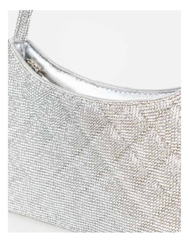 Dillion Rhinestone Shoulder Bag in Silver image 4