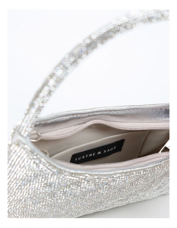 Dillion Rhinestone Shoulder Bag in Silver image 6